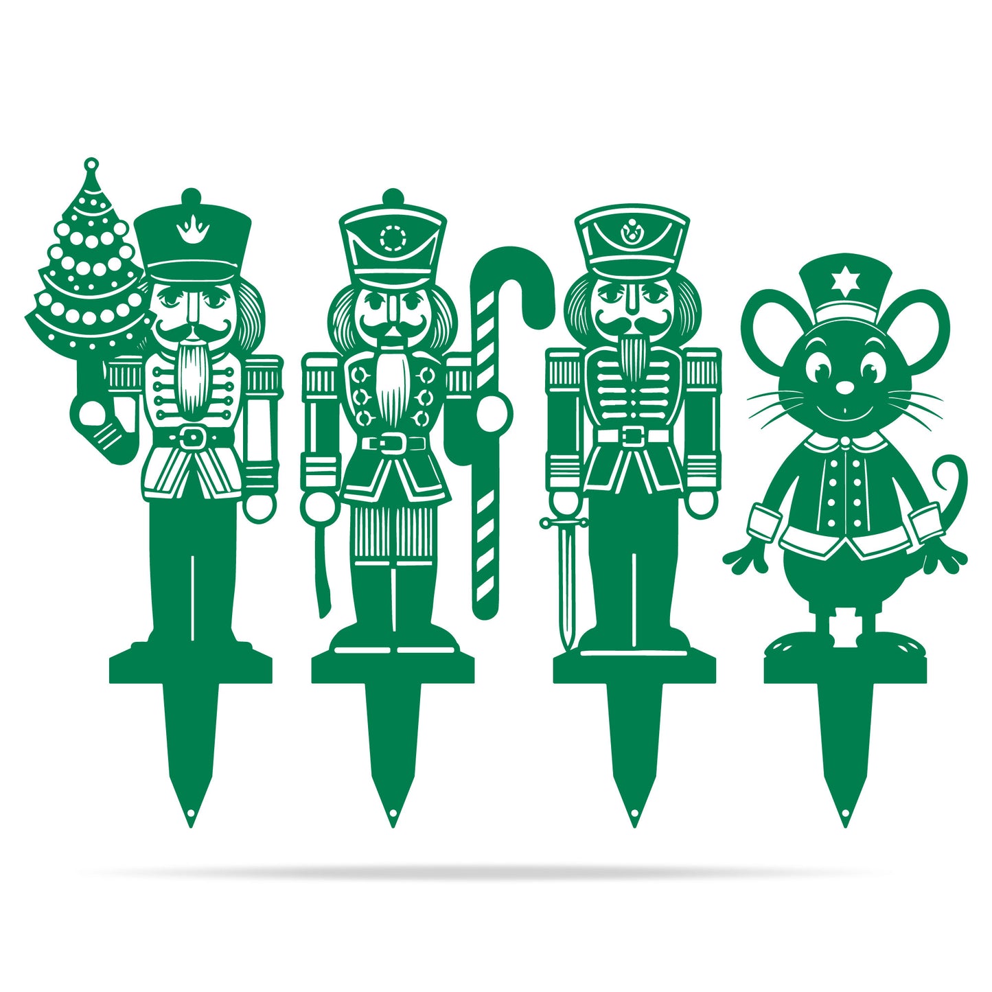 Nutcracker Christmas Garden Stakes | Holiday Outdoor Yard Art Set Green - RealSteel Center