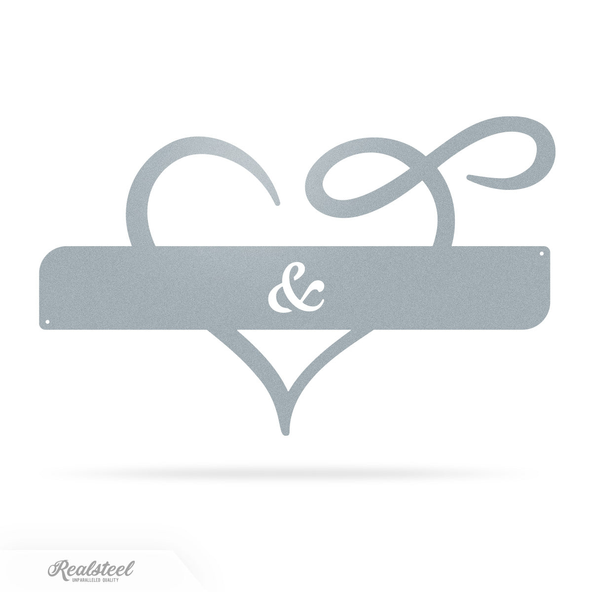 Personalized Infinity Heart Monogram 18"x11" / Textured Silver - RealSteel Center
