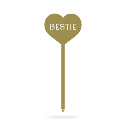 Heart Message Garden Stakes – Fun & Romantic Yard Decor BESTIE / Gold / 5" x 13" - RealSteel Center
