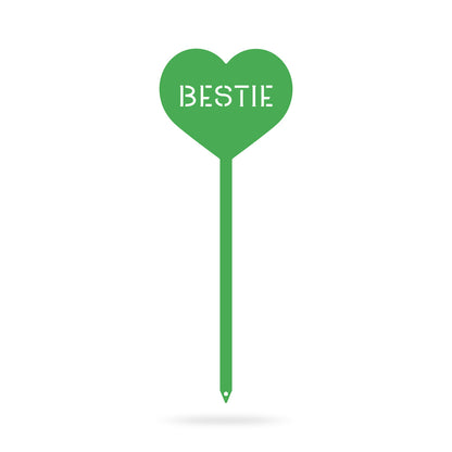 Heart Message Garden Stakes – Fun & Romantic Yard Decor BESTIE / Green / 5" x 13" - RealSteel Center