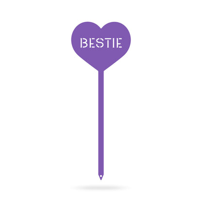 Heart Message Garden Stakes – Fun & Romantic Yard Decor BESTIE / Purple / 5" x 13" - RealSteel Center