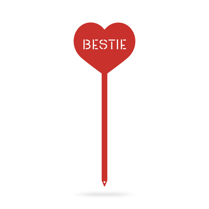 Heart Message Garden Stakes – Fun & Romantic Yard Decor BESTIE / Red / 5" x 13" - RealSteel Center