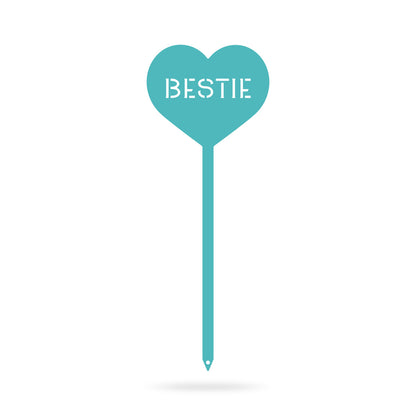 Heart Message Garden Stakes – Fun & Romantic Yard Decor BESTIE / Turquoise / 5" x 13" - RealSteel Center