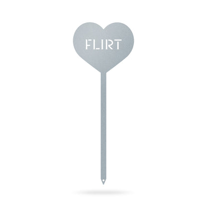 Heart Message Garden Stakes – Fun & Romantic Yard Decor FLIRT / Textured Silver / 5" x 13" - RealSteel Center