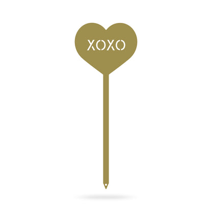 Heart Message Garden Stakes – Fun & Romantic Yard Decor XOXO / Gold / 5" x 13" - RealSteel Center