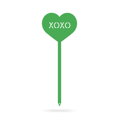 Heart Message Garden Stakes – Fun & Romantic Yard Decor XOXO / Green / 5" x 13" - RealSteel Center