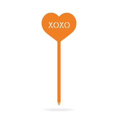 Heart Message Garden Stakes – Fun & Romantic Yard Decor XOXO / Orange / 5" x 13" - RealSteel Center