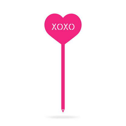 Heart Message Garden Stakes – Fun & Romantic Yard Decor XOXO / Pink / 5" x 13" - RealSteel Center