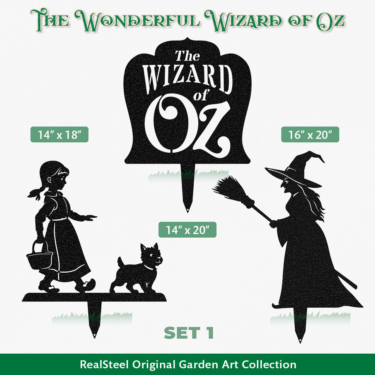 Wizard of Oz Garden Art Stakes - Set 1 Assorted / Black - RealSteel Center