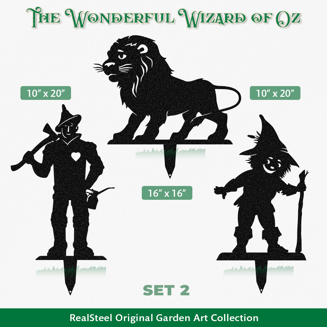 Wizard of Oz Garden Art Stakes - Set 2 Assorted / Black - RealSteel Center
