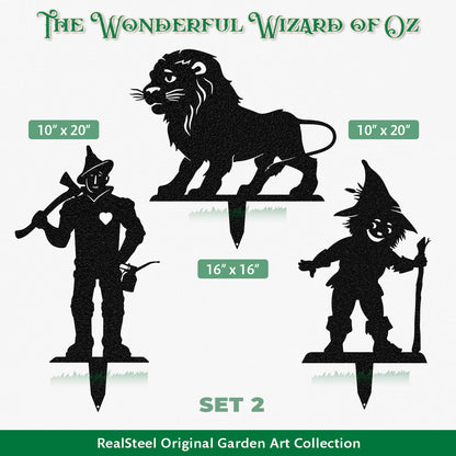 Wizard of Oz Garden Art Stakes - Set 2 Assorted / Black - RealSteel Center