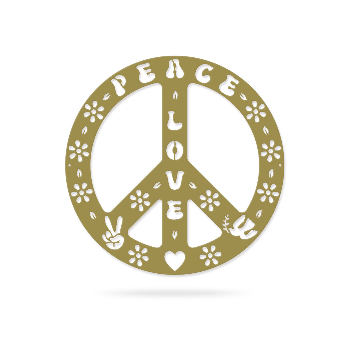 Peace Sign Love and Peace / 14" / Gold - RealSteel Center