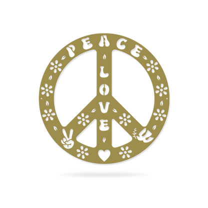 Peace Sign Love and Peace / 14" / Gold - RealSteel Center