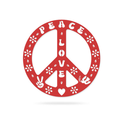 Peace Sign Love and Peace / 14" / Red - RealSteel Center