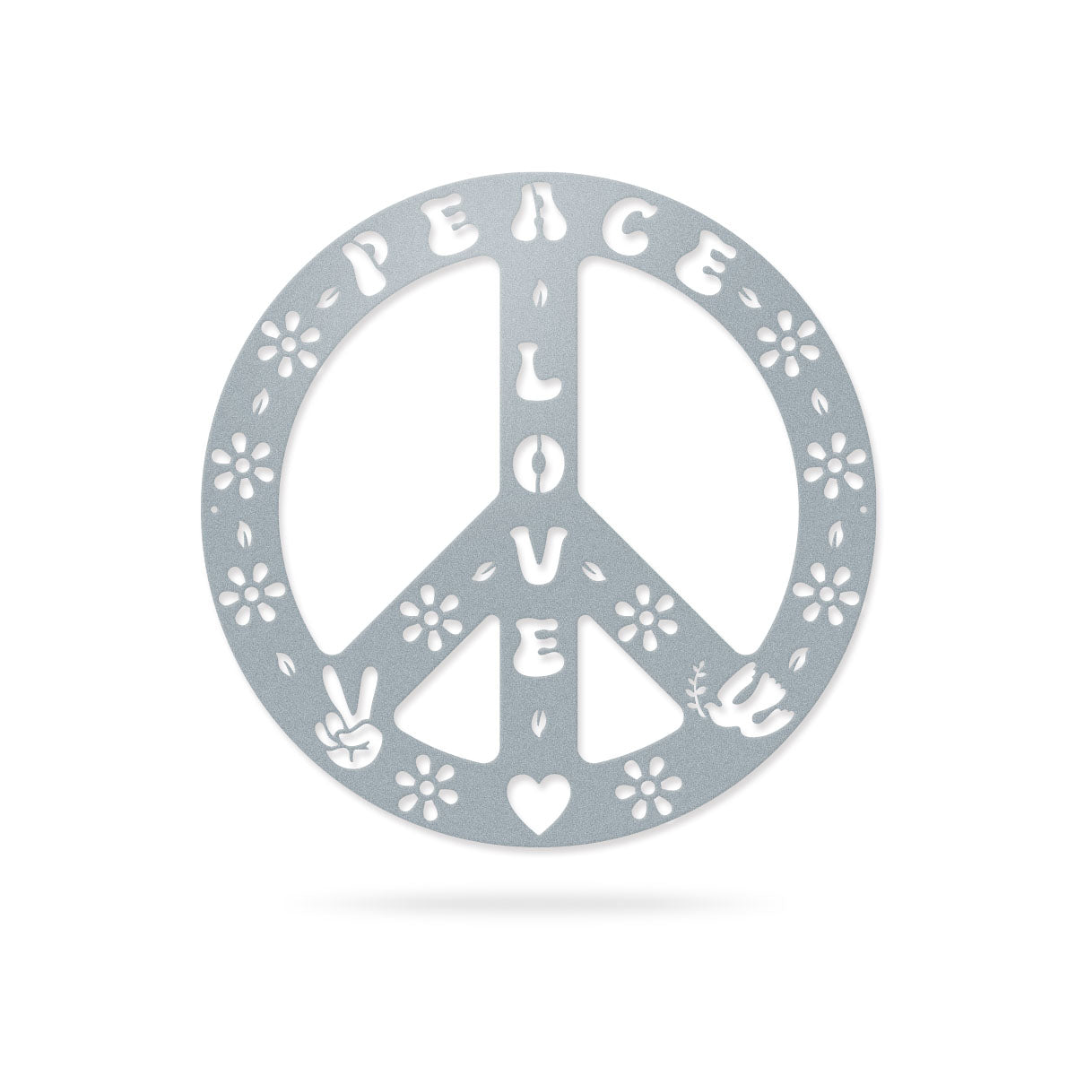 Peace Sign Love and Peace / 14" / Textured Silver - RealSteel Center
