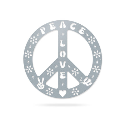 Peace Sign Love and Peace / 14" / Textured Silver - RealSteel Center