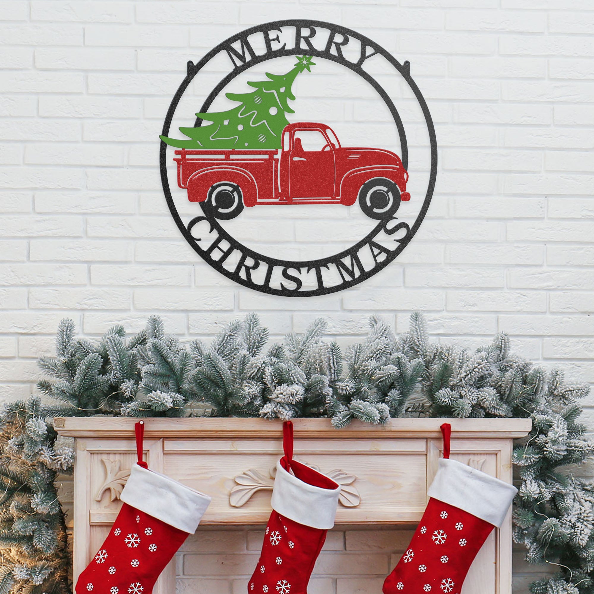 Little Red Truck Hauling Christmas Tree  - RealSteel Center