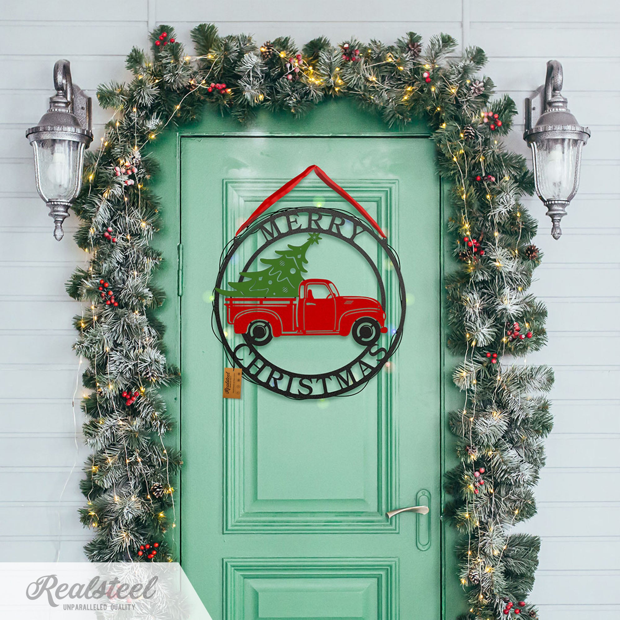 Little Red Truck Hauling Christmas Tree  - RealSteel Center