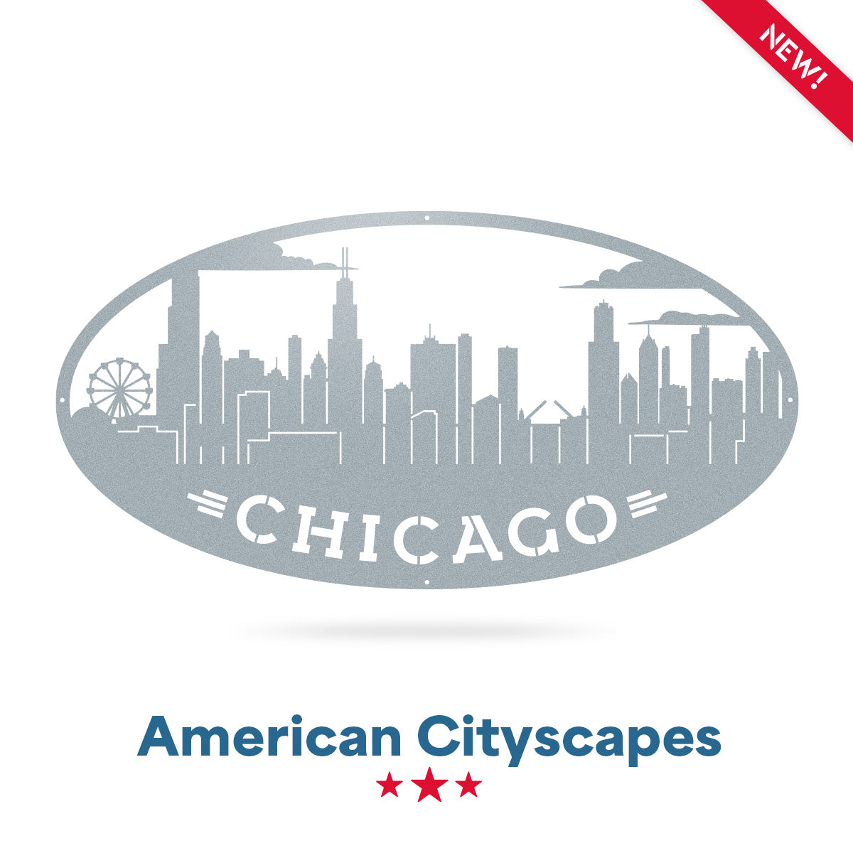 AMERICAN CITIES SKYLINES Chicago / Textured Silver - RealSteel Center