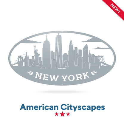 AMERICAN CITIES SKYLINES New York / Textured Silver - RealSteel Center