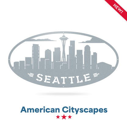 AMERICAN CITIES SKYLINES Seattle / Textured Silver - RealSteel Center