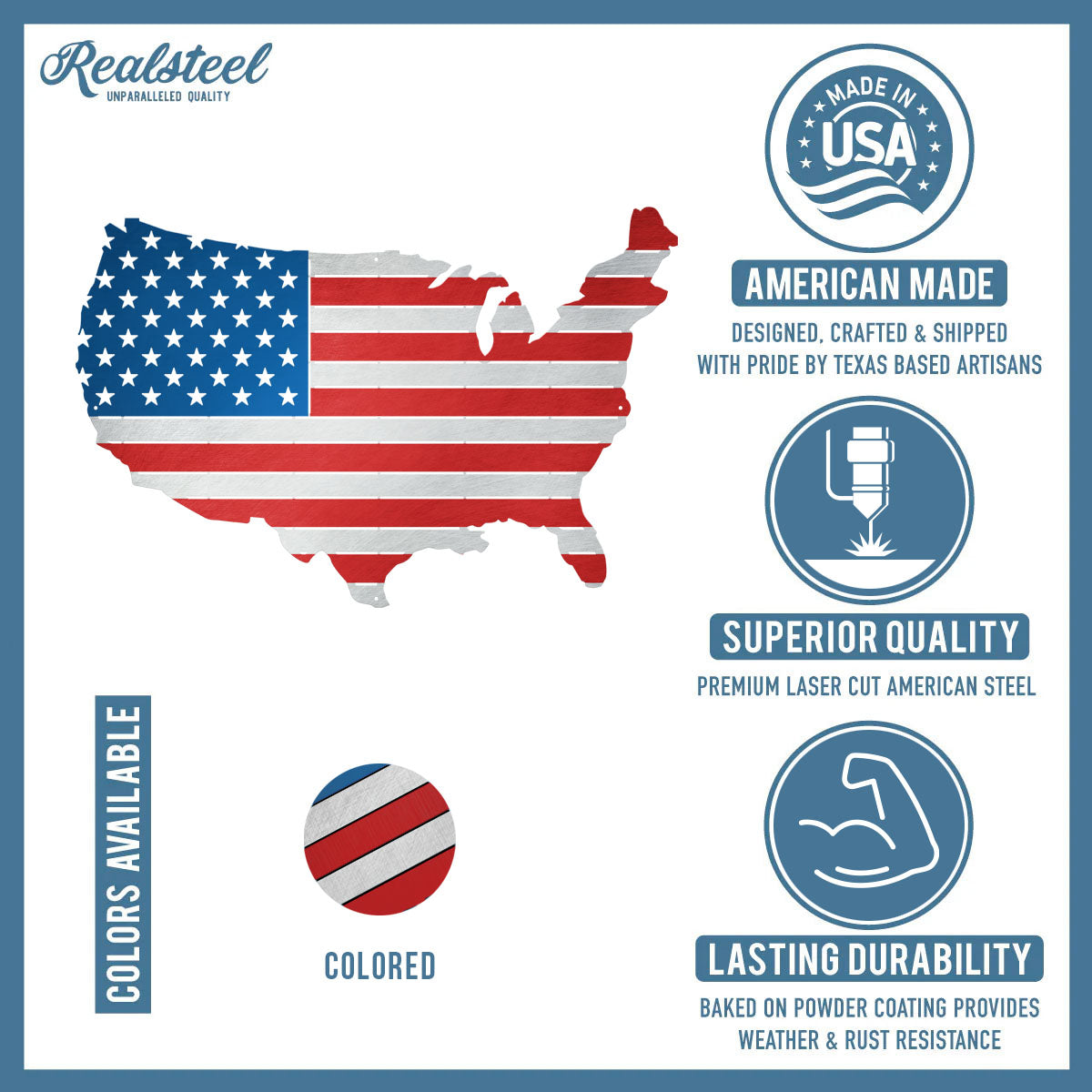 American Flag Country Wall Décor Colored - RealSteel Center