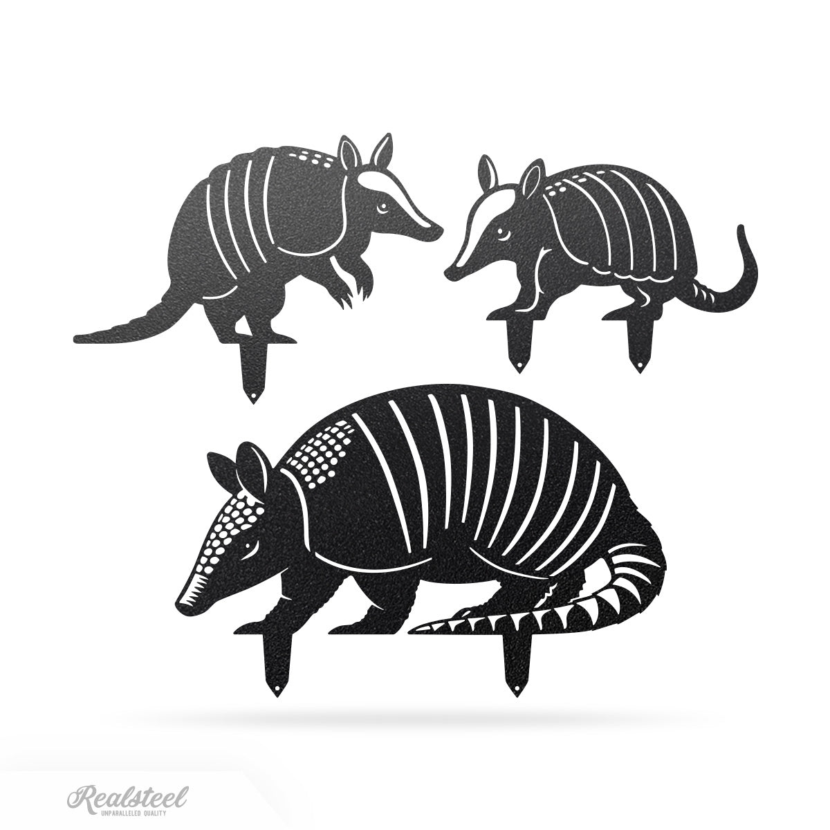 Garden Art - Armadillo Family 3 Pack Assorted / Black - RealSteel Center