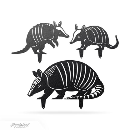 Garden Art - Armadillo Family 3 Pack Assorted / Black - RealSteel Center
