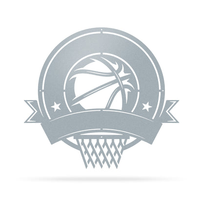Basketball Monogram 24"x22" / Textured Silver - RealSteel Center
