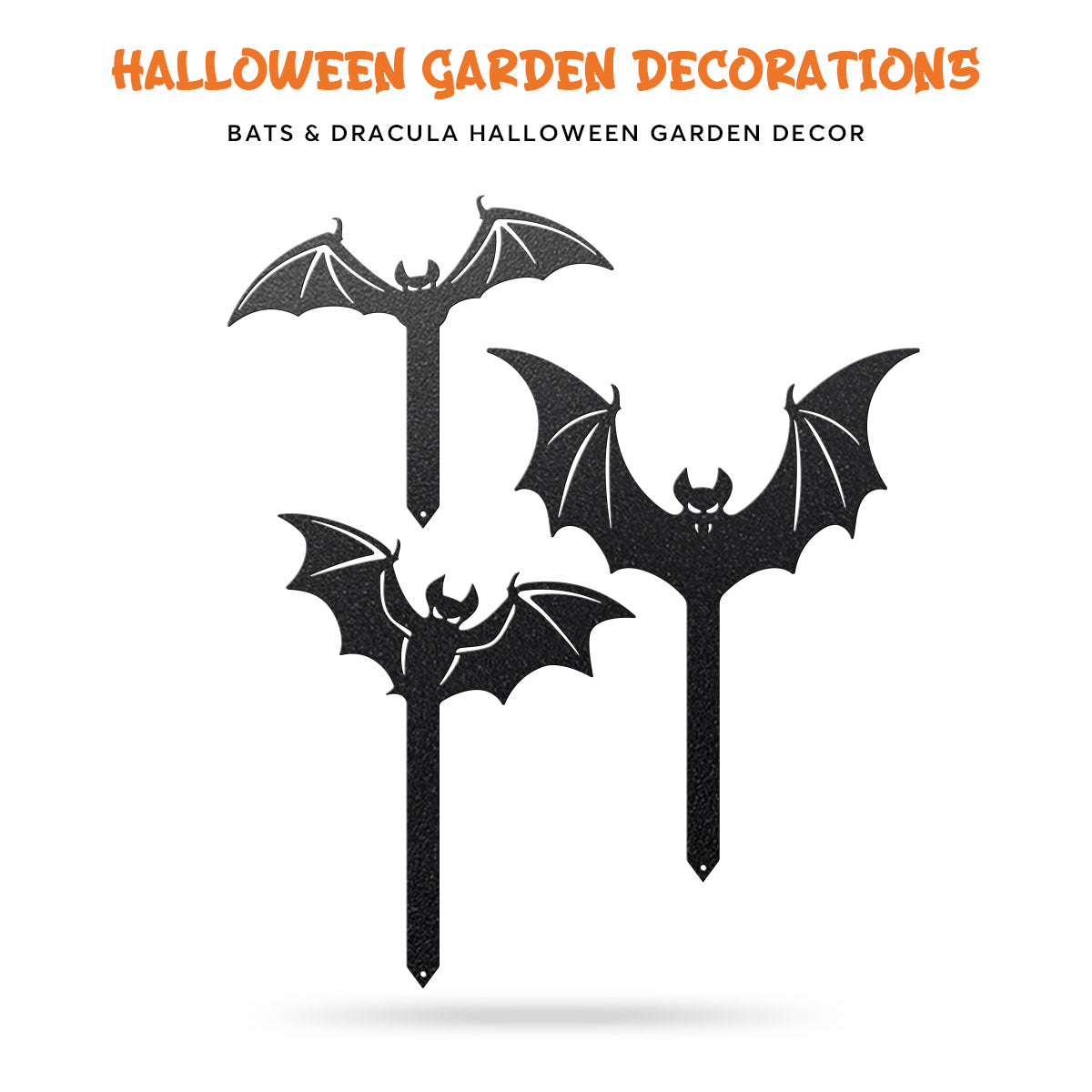 Garden Art - Bats & Dracula Halloween Garden Decor Bat Stakes / Black - RealSteel Center