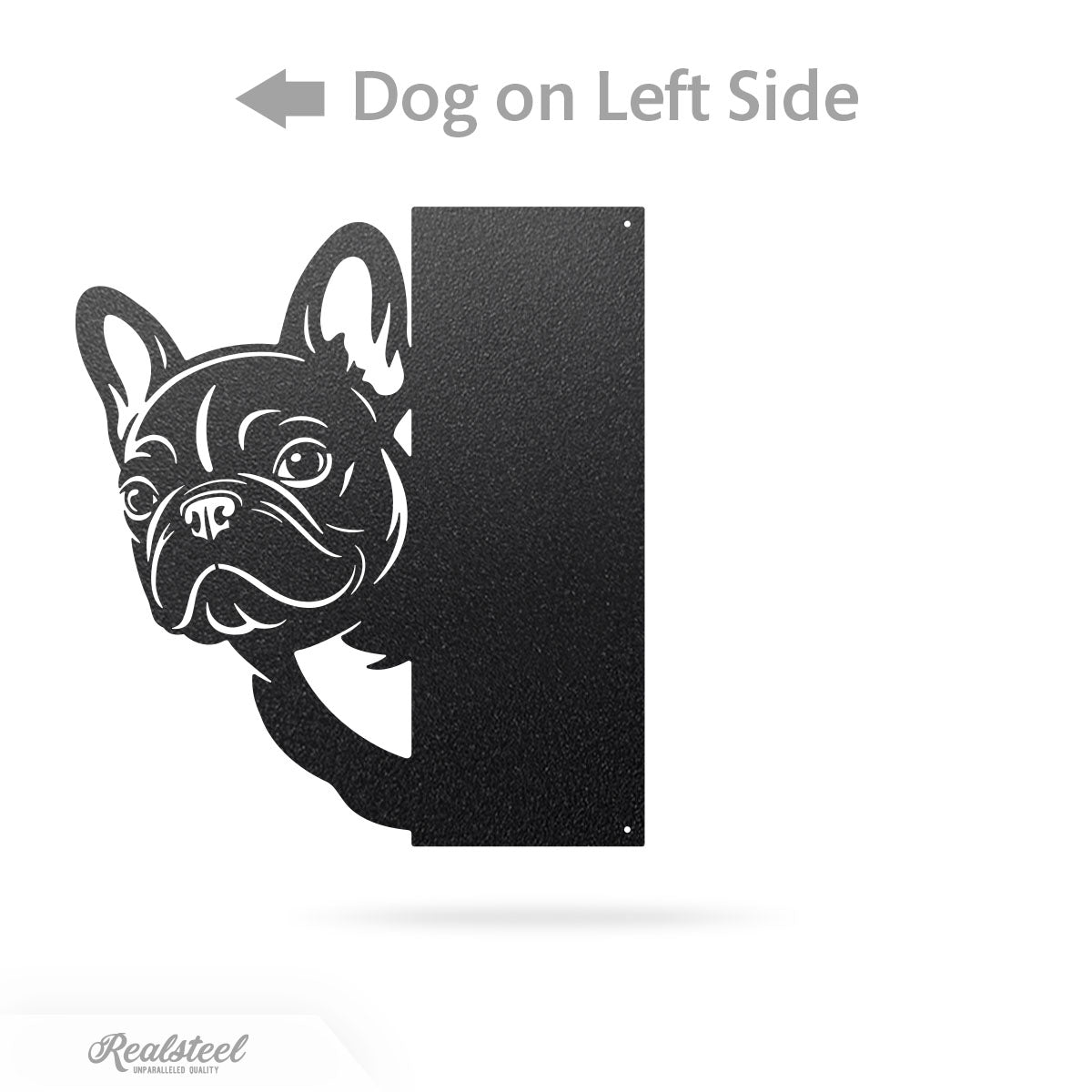 Beware of Dog Address Sign French Bulldog - 16"x18" / Left Side / Black - RealSteel Center