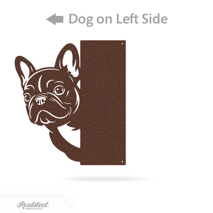 Beware of Dog Address Sign French Bulldog - 16"x18" / Left Side / Penny Vein - RealSteel Center
