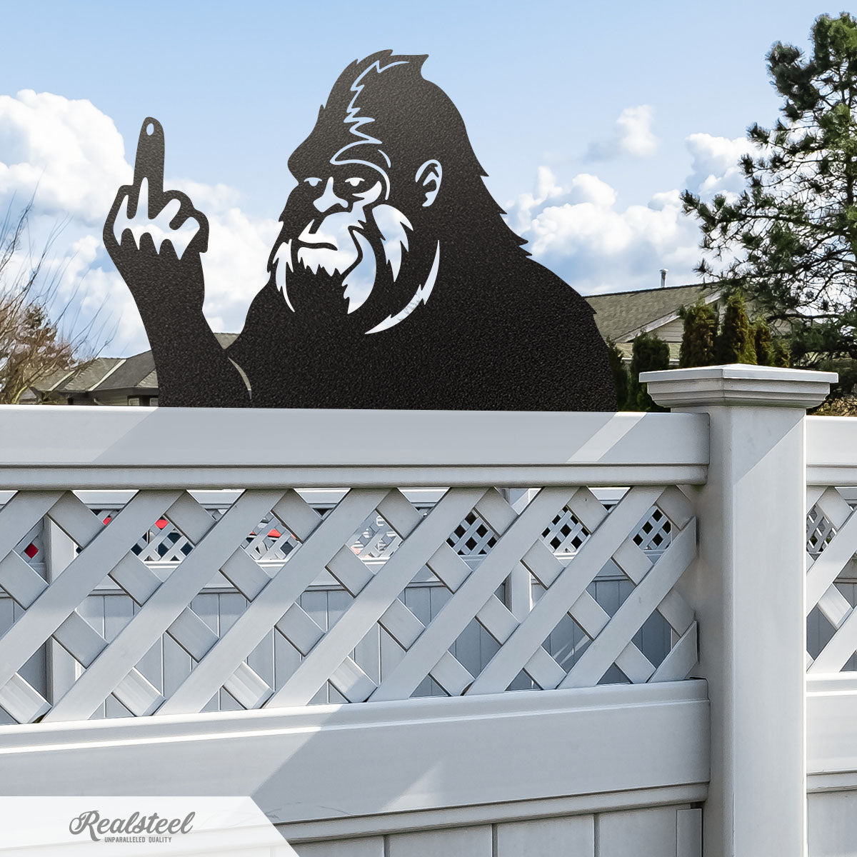 🦍 “No Trespassing” Fence Big Foot or Tree Big Foot Fence Big Foot- 31.6" x 24" / Black - RealSteel Center