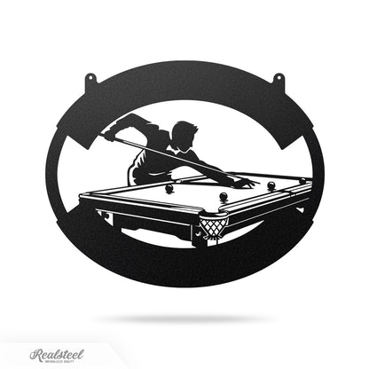 Billiard Player Monogram 11"x14" / Black - RealSteel Center