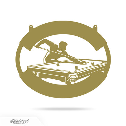 Billiard Player Monogram 11"x14" / Gold - RealSteel Center