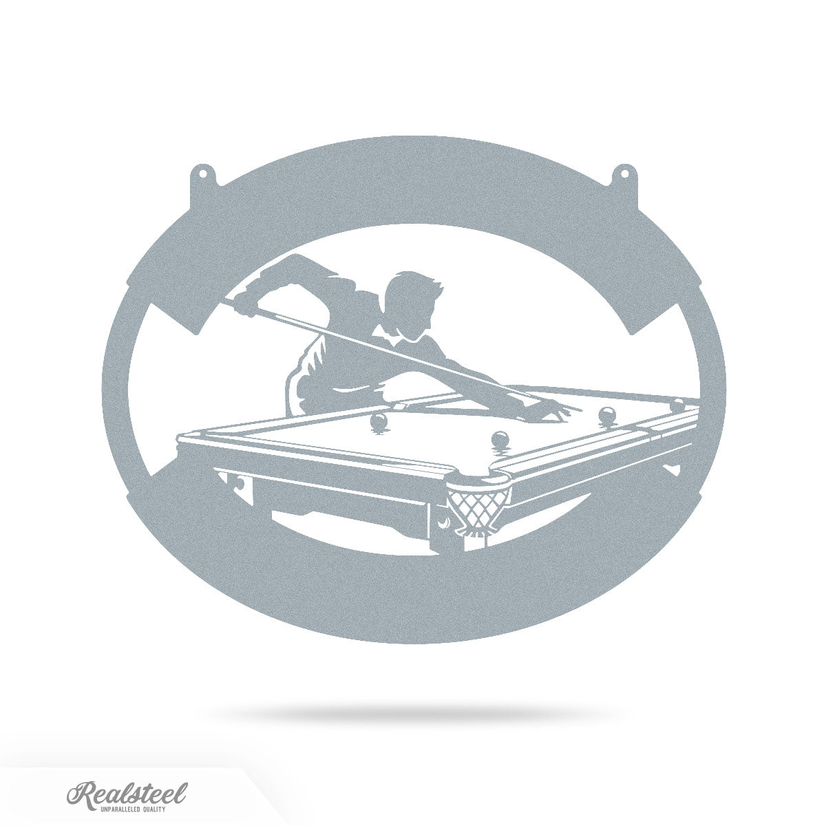 Billiard Player Monogram 11"x14" / Textured Silver - RealSteel Center