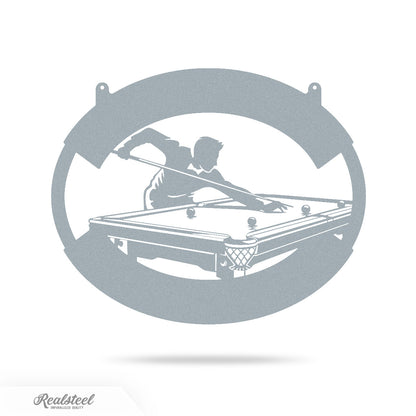 Billiard Player Monogram 11"x14" / Textured Silver - RealSteel Center