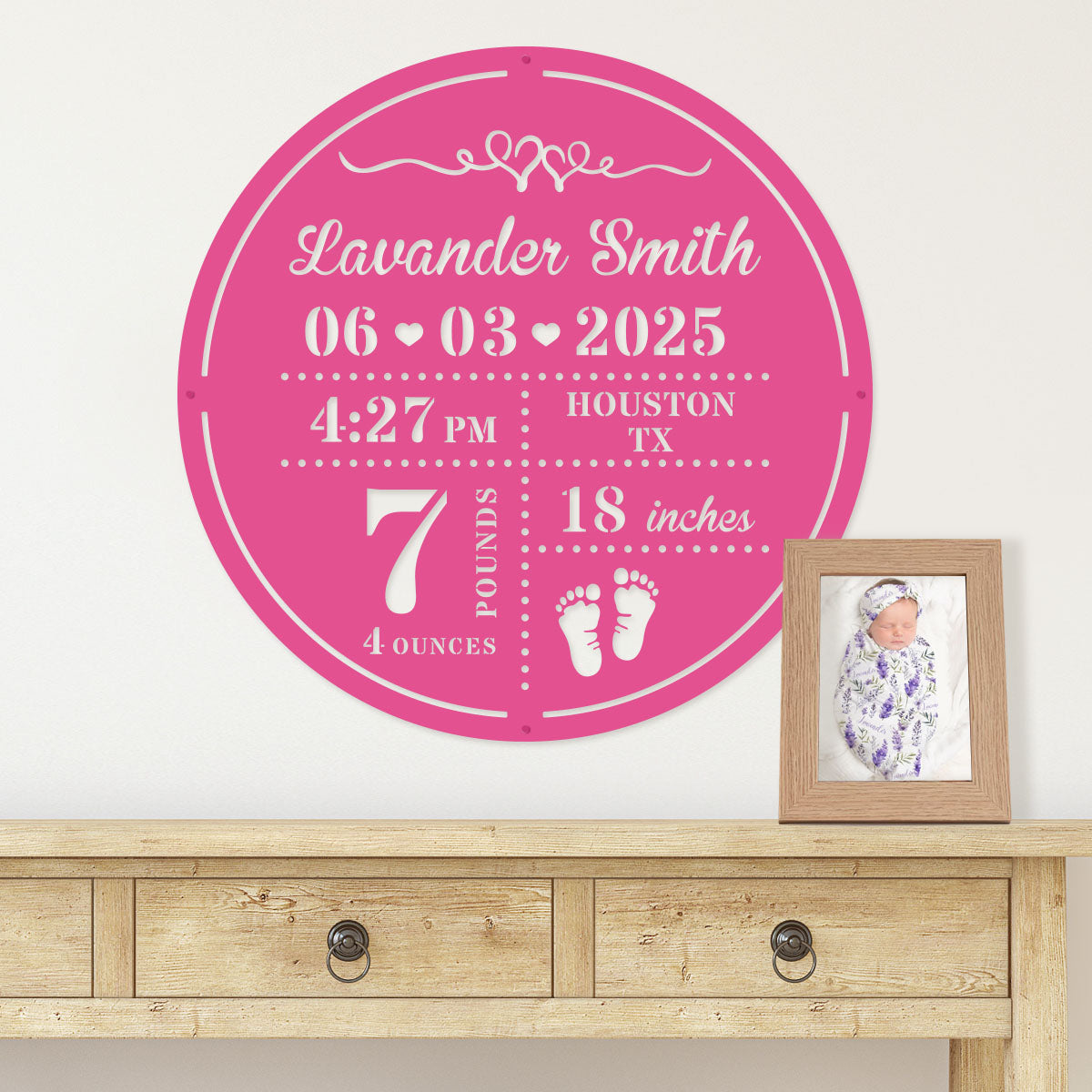 Birth Stat Designs Personalized Birth Stat Announcement Wall Monogram – RealSteel Center