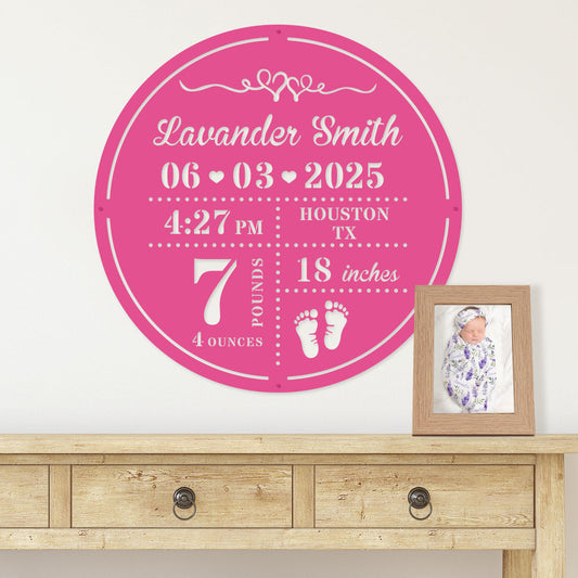 Personalized Birth Stat Announcement Wall Monogram - RealSteel Center