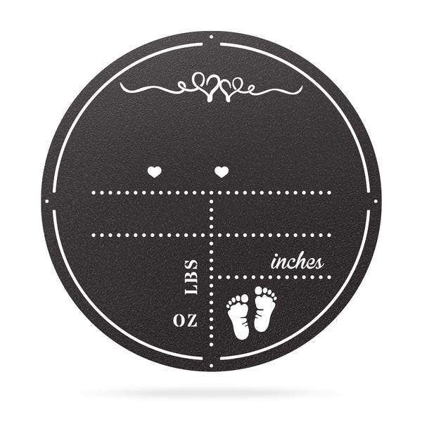 Personalized Birth Stat Announcement Wall Monogram 18" / Black - RealSteel Center