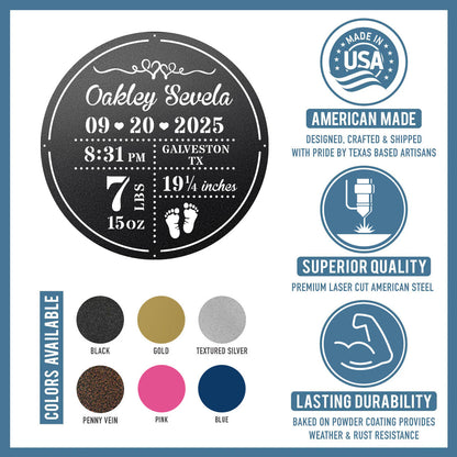 Personalized Birth Stat Announcement Wall Monogram - RealSteel Center