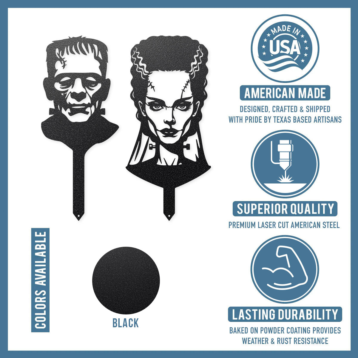 Garden Art - Bride and Frankenstein Stake Set - RealSteel Center