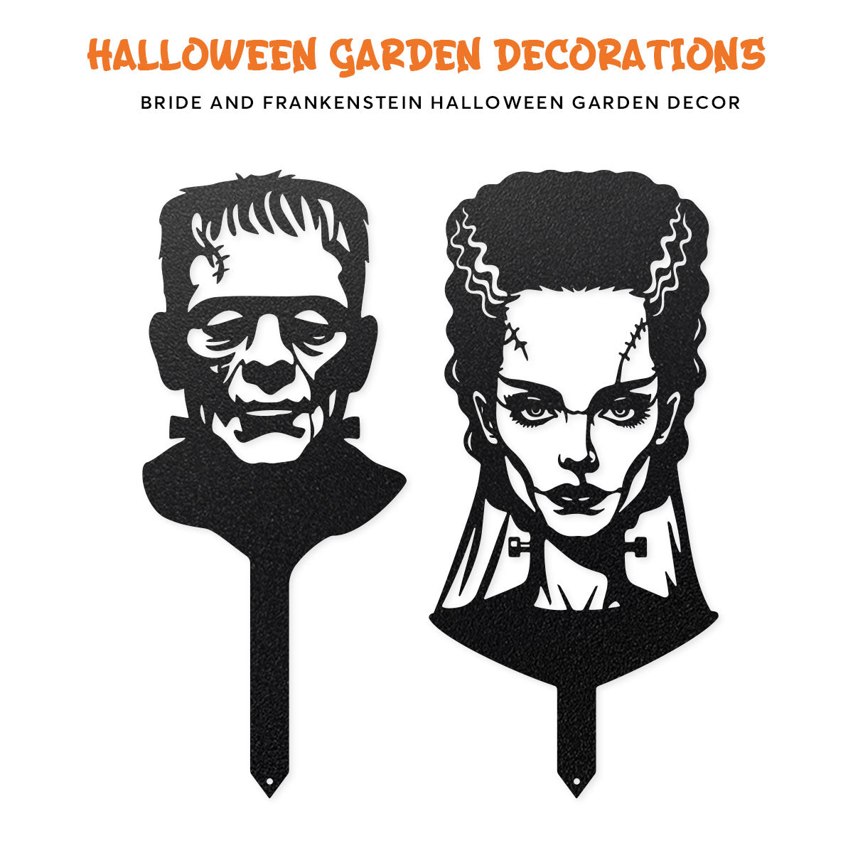 Garden Art - Bride and Frankenstein Stake Set FULL SET ASSORTED / Black - RealSteel Center