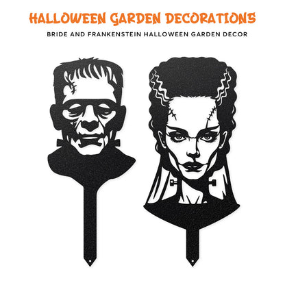 Garden Art - Bride and Frankenstein Stake Set FULL SET ASSORTED / Black - RealSteel Center