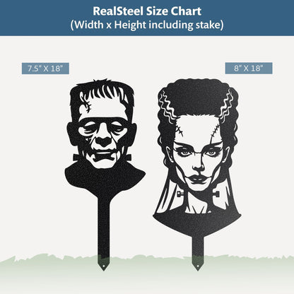 Garden Art - Bride and Frankenstein Stake Set - RealSteel Center