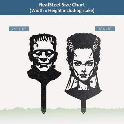 Garden Art - Bride and Frankenstein Stake Set - RealSteel Center