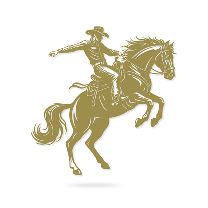 Bronco Horse Metal Wall Art – Western Rodeo Steel Decor 18” / Gold - RealSteel Center