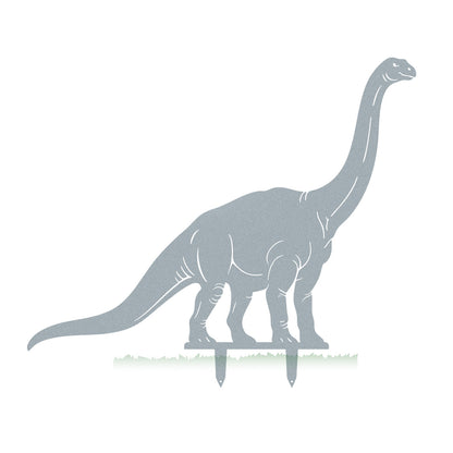 Dinosaur Garden Yard Stakes Brontosaurus – 27" x 24" / Textured Silver - RealSteel Center