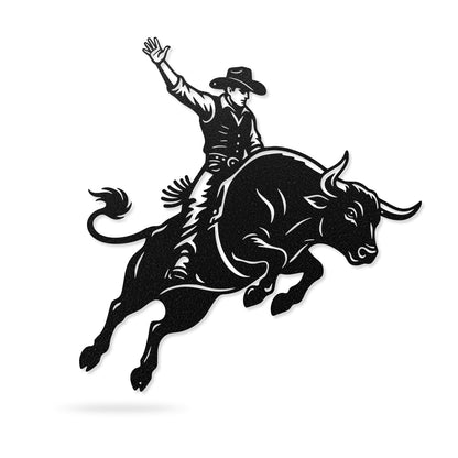 Bucking Bull Metal Wall Art – Rodeo & Western Steel Decor 17” x 18” / Black - RealSteel Center