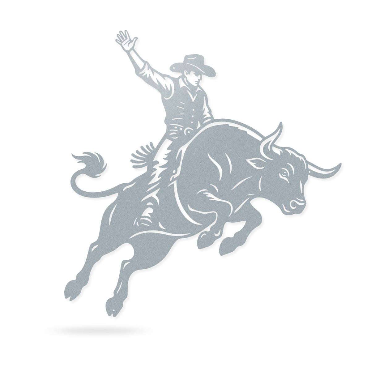 Bucking Bull Metal Wall Art – Rodeo & Western Steel Decor 17” x 18” / Textured Silver - RealSteel Center